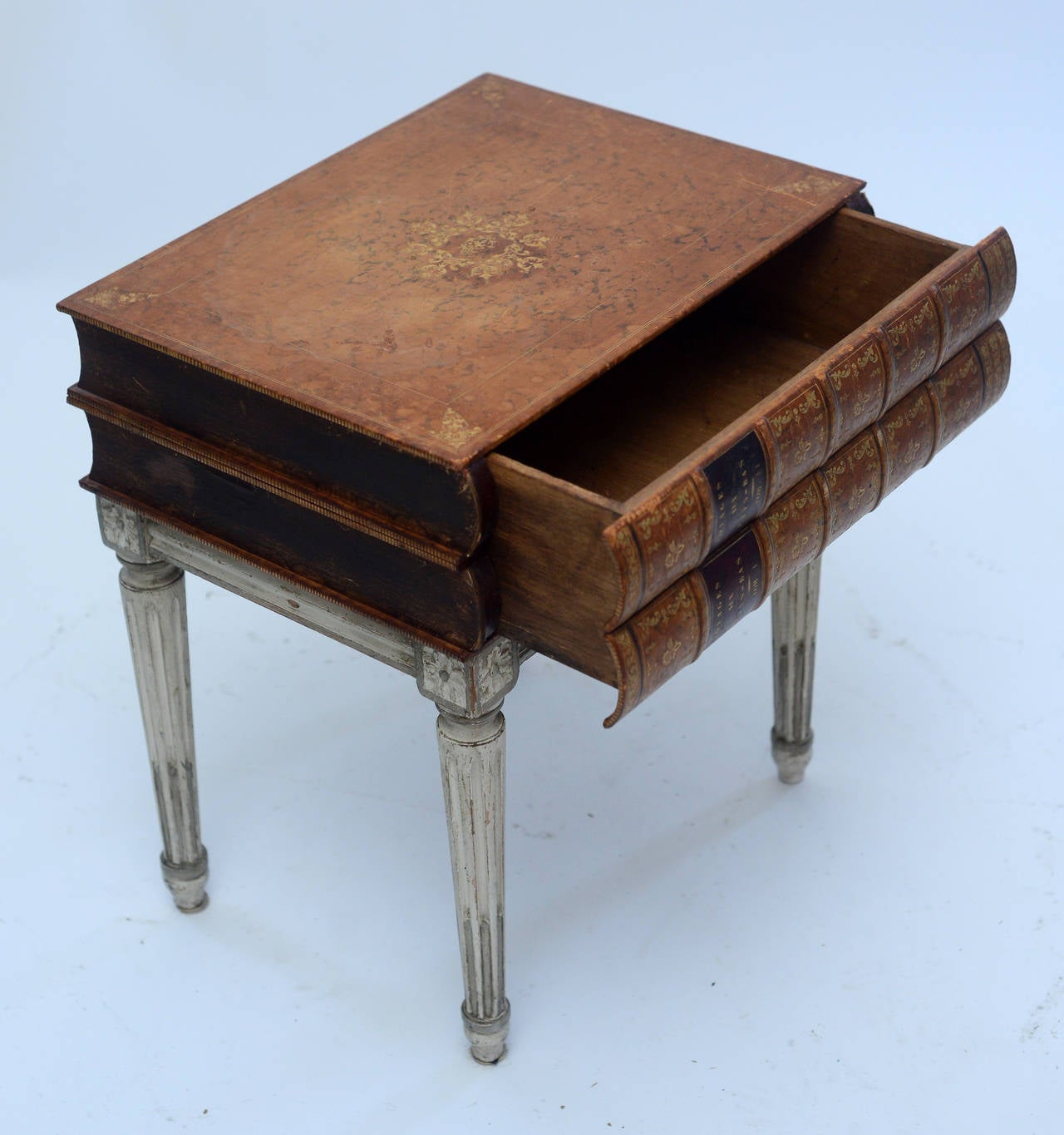 Louis XVI Style French Table with Leather Book Top 2
