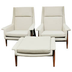 Milo Baughman Chairs and Ottoman for Thayer Coggin