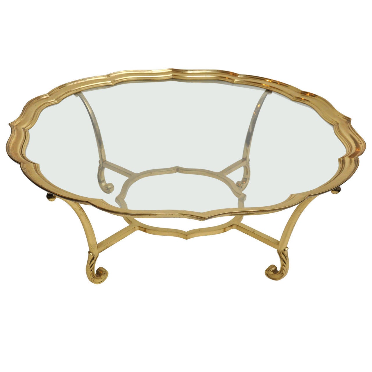 La Barge Regency Style Brass and Glass Coffee Table For Sale at 1stDibs