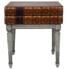 Louis XVI Style French Table with Leather Book Top