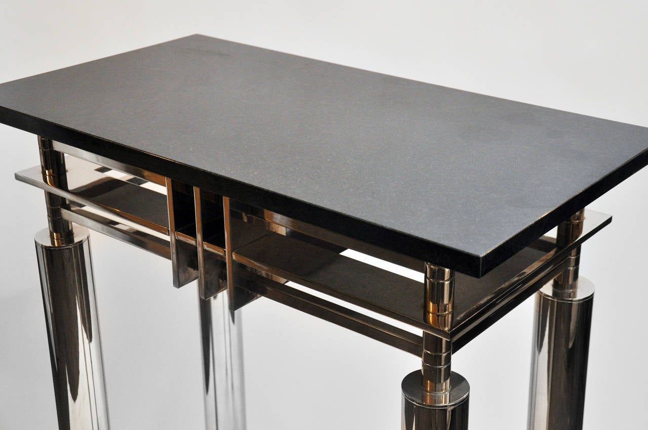 20th Century Chrome and Marble Postmodern Console