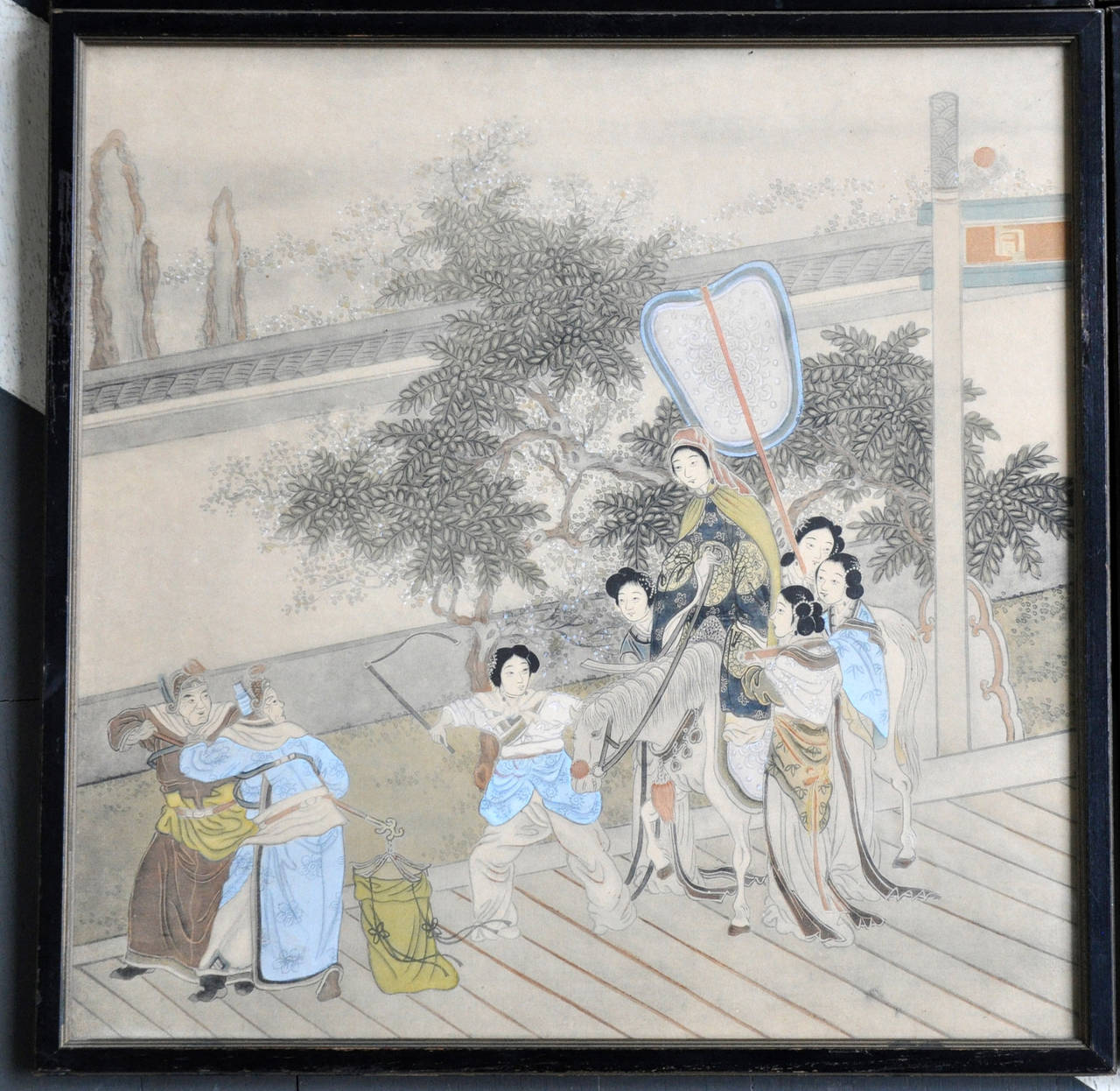 Set of Four 19th Century Chinese Watercolor Framed Paintings For Sale 3