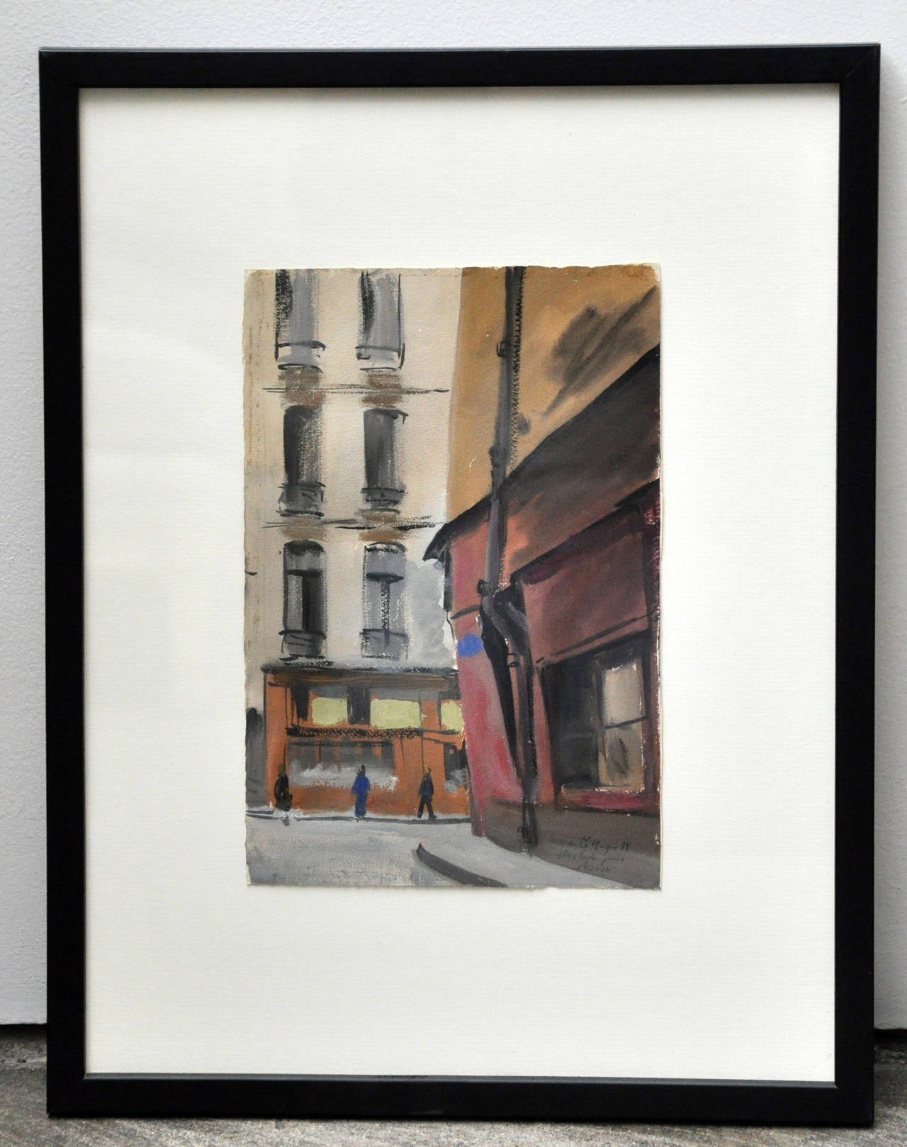 French Set of Nine Original Watercolor Paintings of Paris Streets and Buildings
