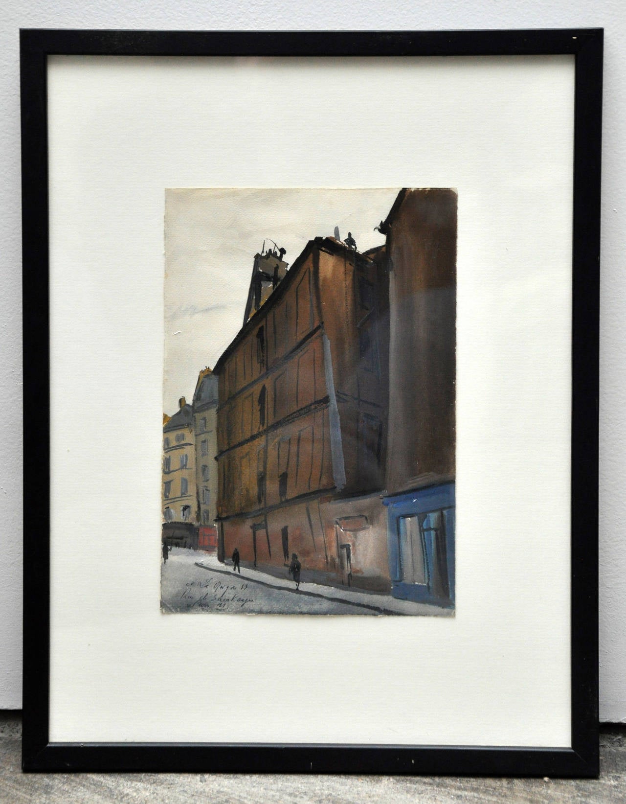 Set of Nine Original Watercolor Paintings of Paris Streets and Buildings 4
