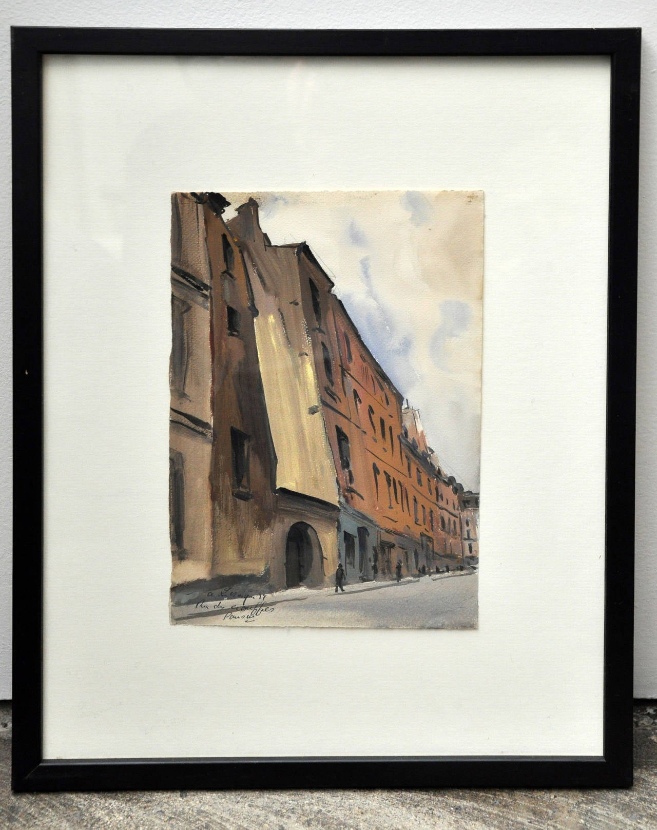 Set of Nine Original Watercolor Paintings of Paris Streets and Buildings In Excellent Condition In Geneva, IL
