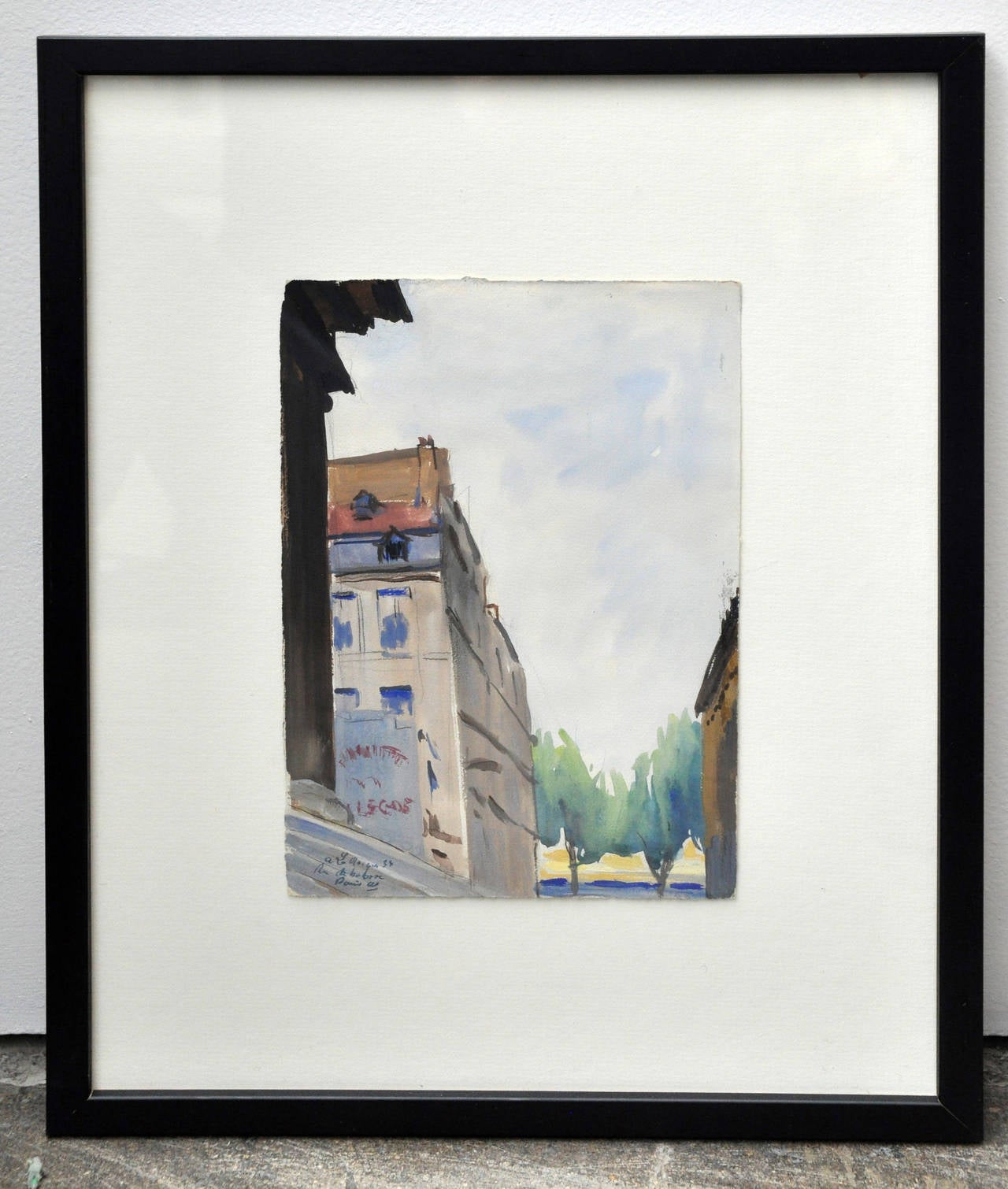 Set of Nine Original Watercolor Paintings of Paris Streets and Buildings 3