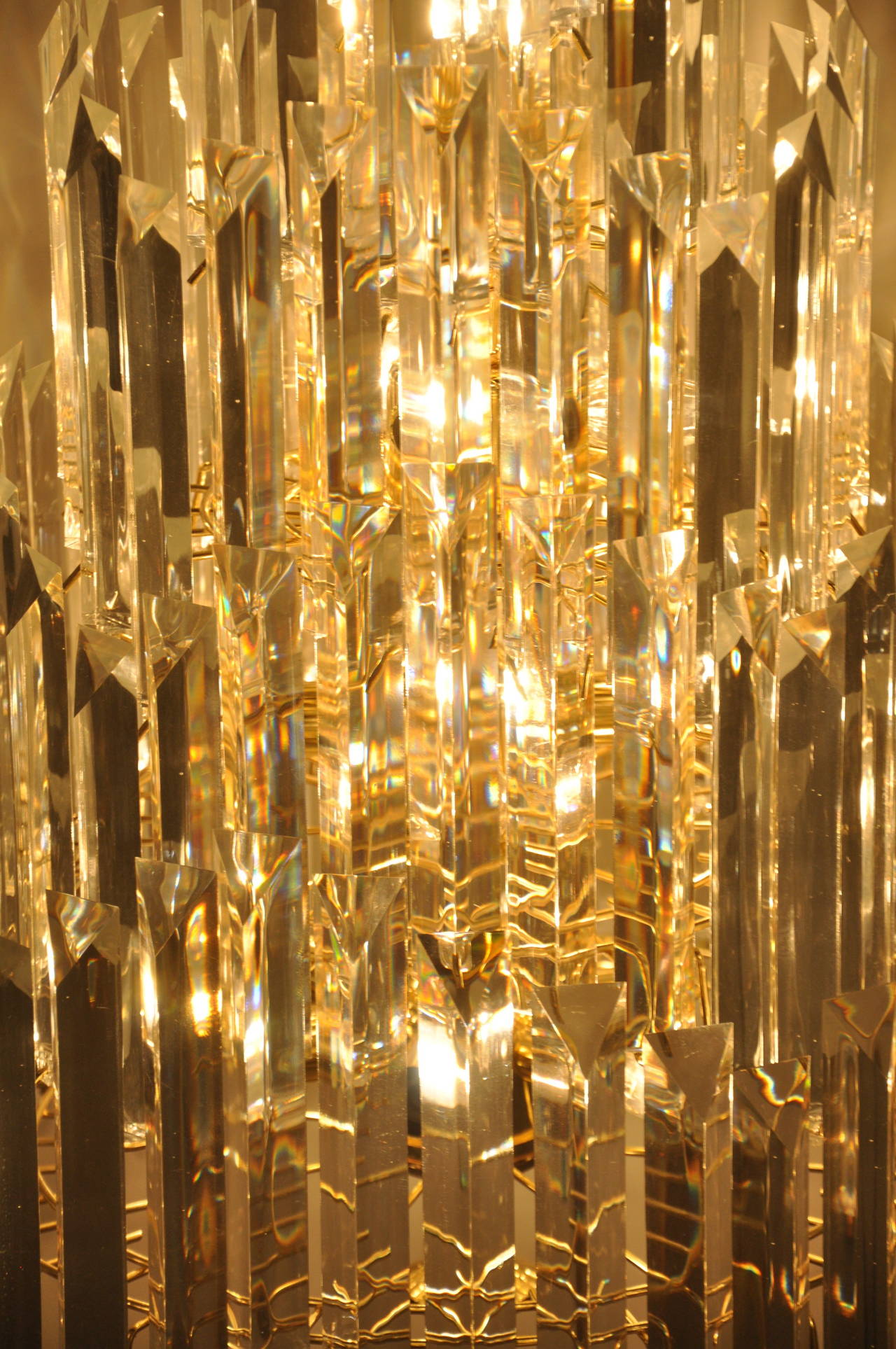 North American Lucite Five-Tier Chandelier