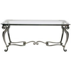 Iron Scroll Base, Glass-Top Console Table 11