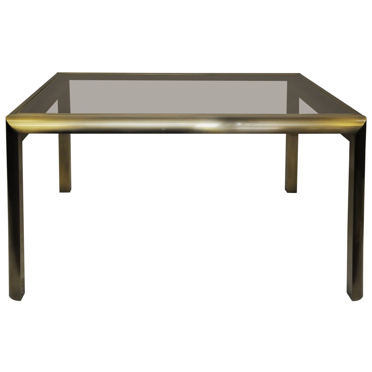 Mastercraft Brass and Smoke Extension Table For Sale