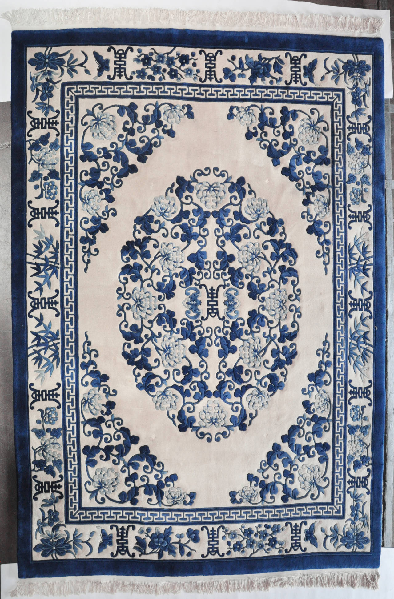 Chinese Blue and White Rug at 1stdibs
