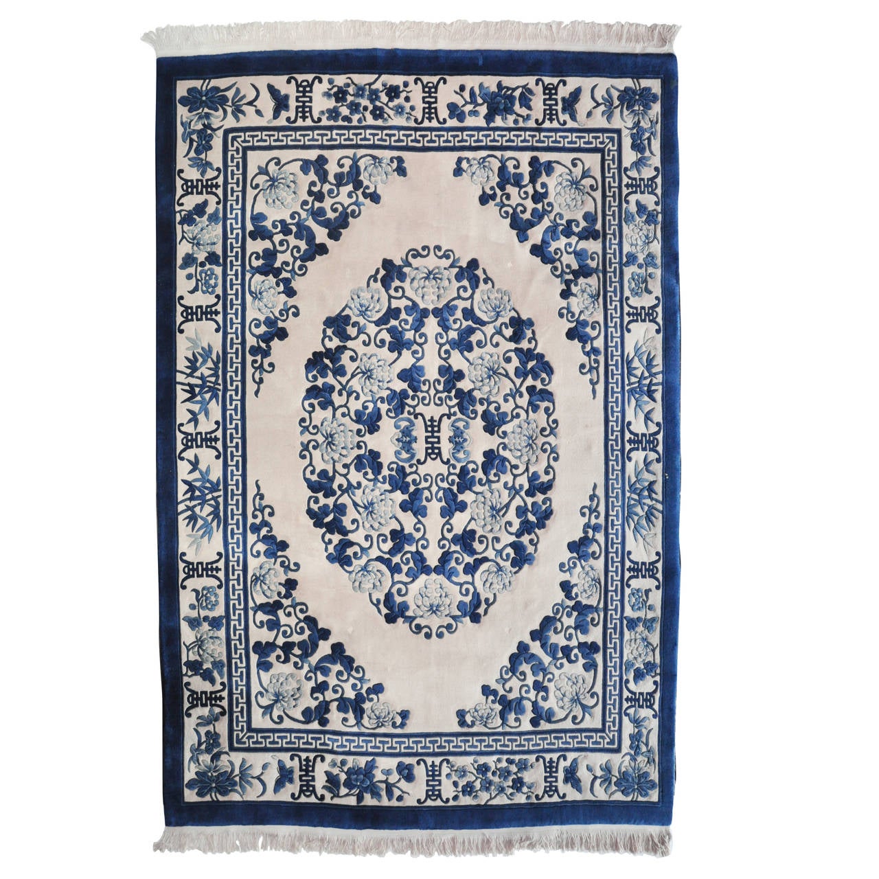 Chinese Blue and White Rug at 1stdibs