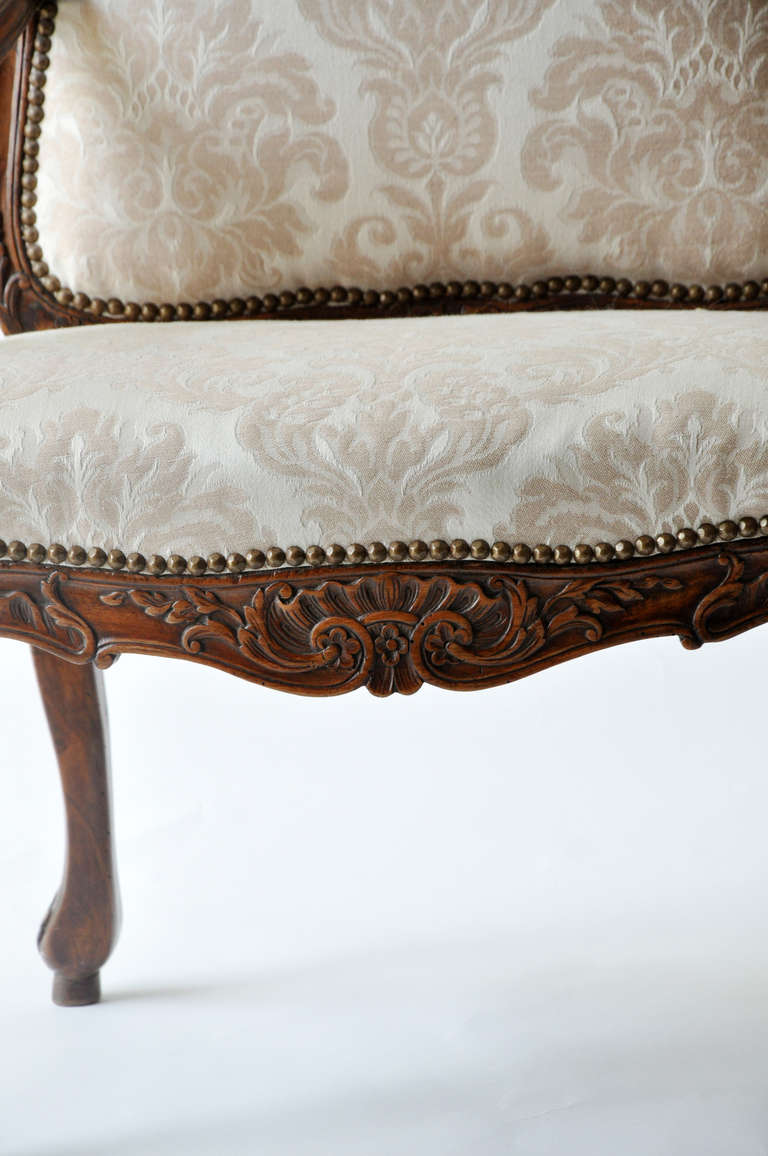 Brass Pair of 18th Century Louis XV Armchairs For Sale