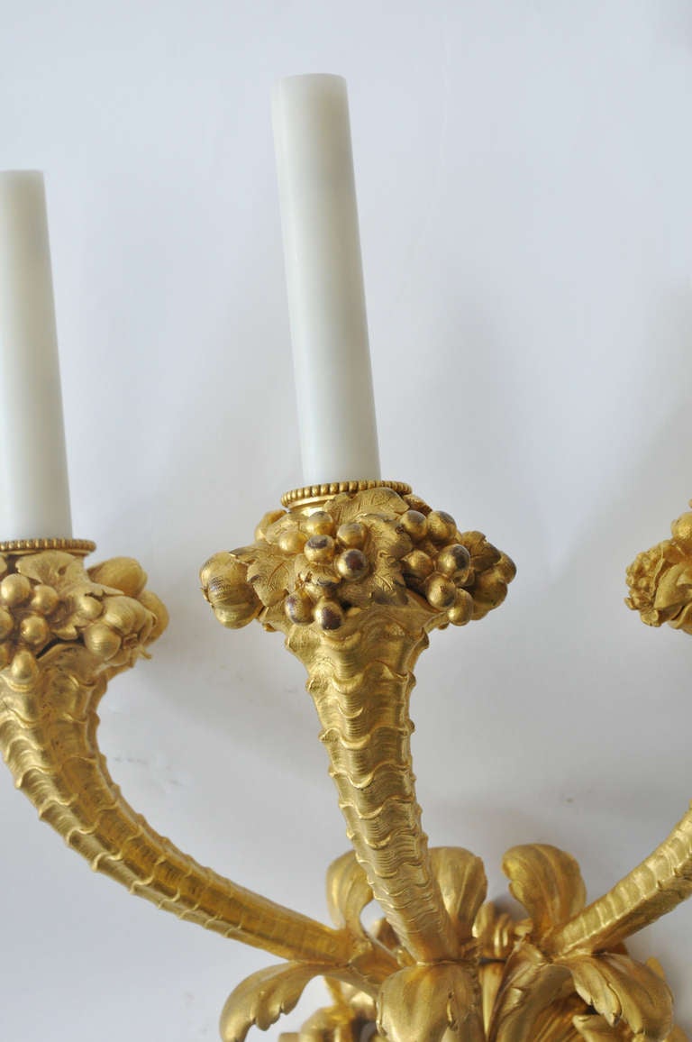 American Pair of EF Caldwell Gilded Bronze Sconces
