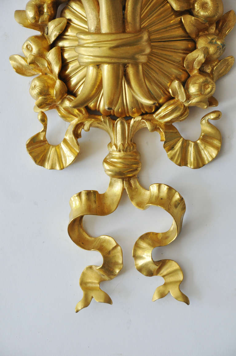 20th Century Pair of EF Caldwell Gilded Bronze Sconces