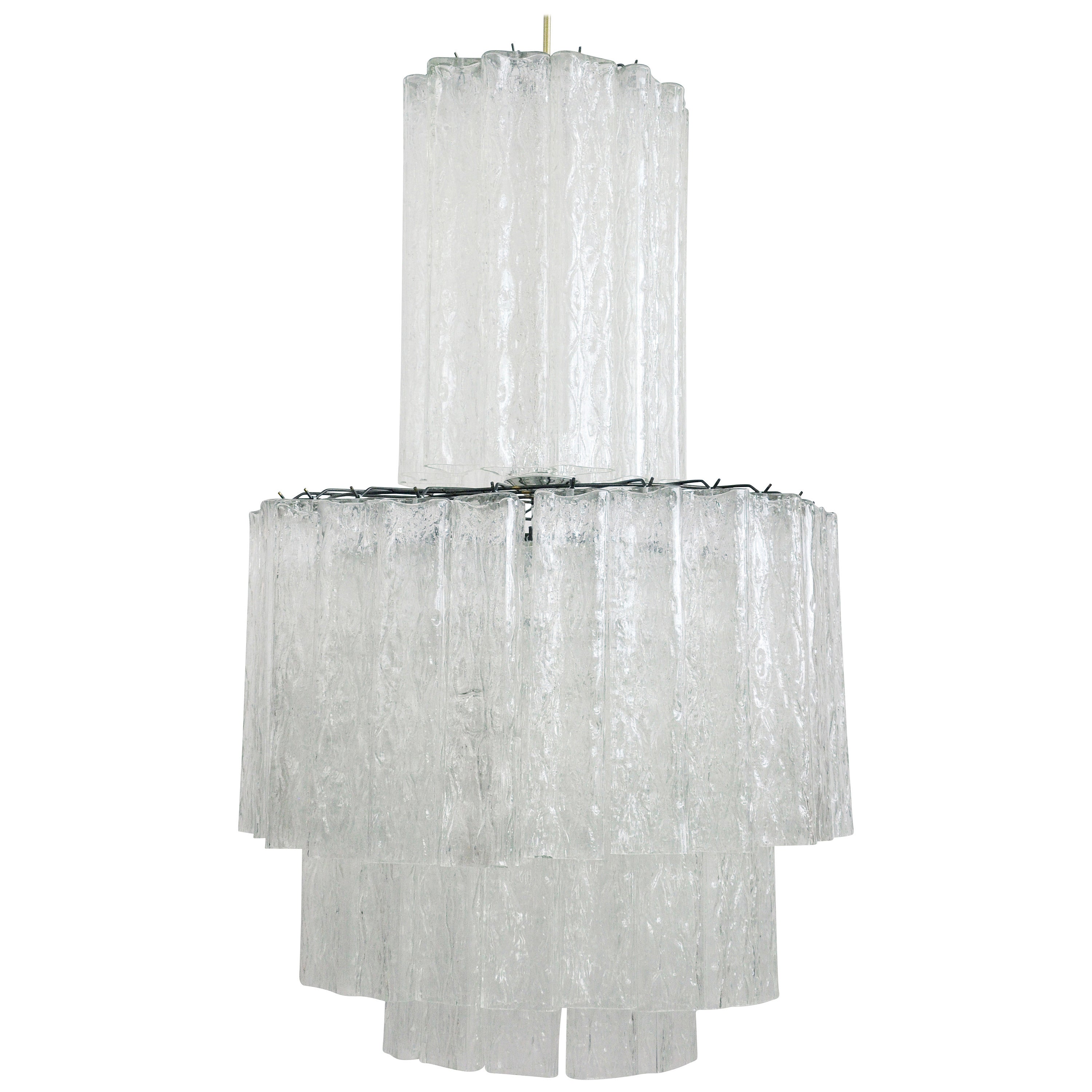 Large Murano Glass Chandelier Four Tiers of Glass For Sale