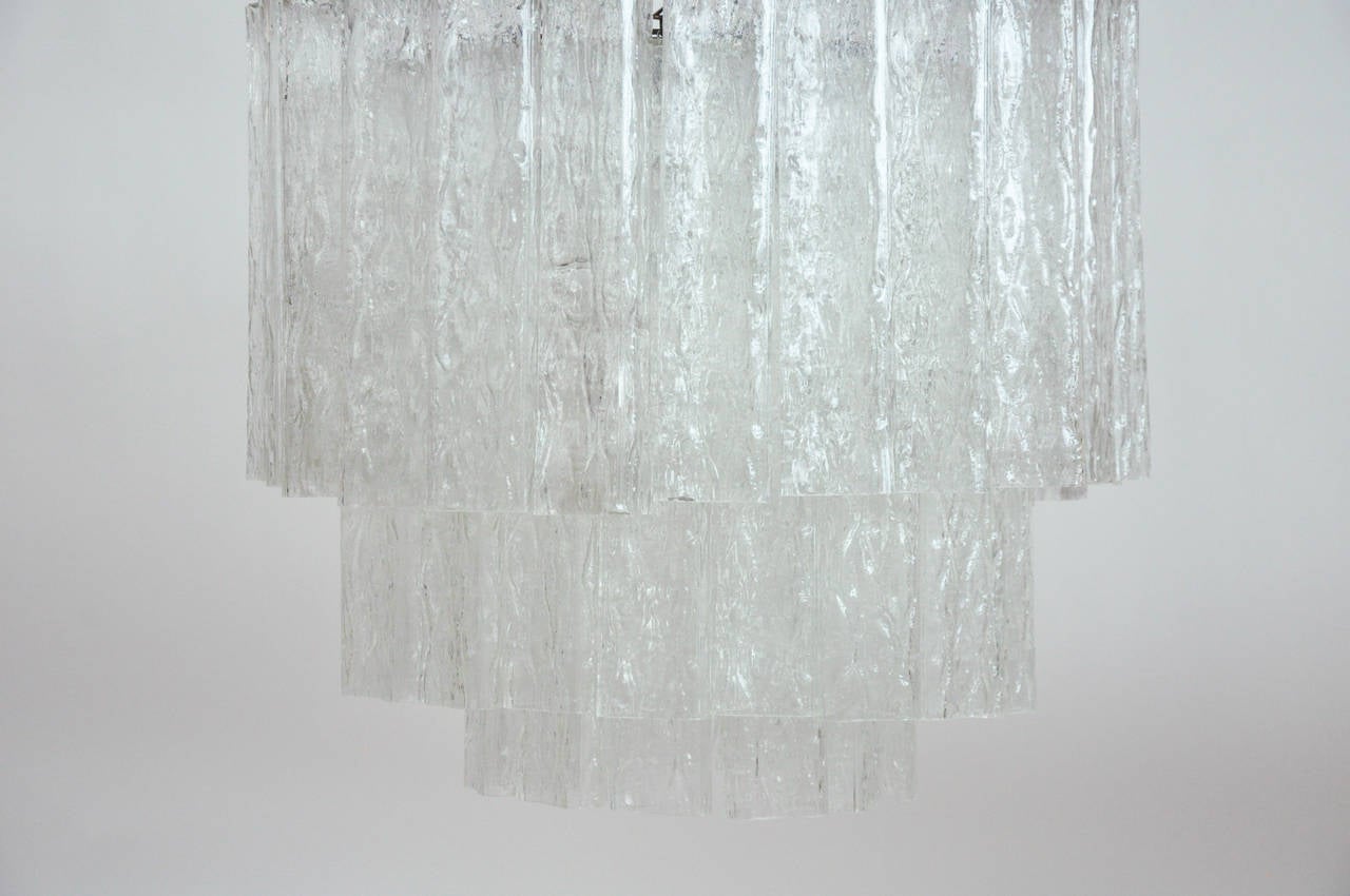 Large Murano Glass Chandelier Four Tiers of Glass In Excellent Condition For Sale In Geneva, IL