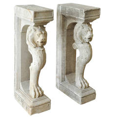 Antique Lion Pedestals