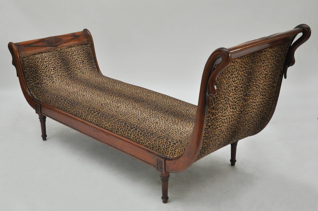 19th Century French Chaise Longue with Swans 1