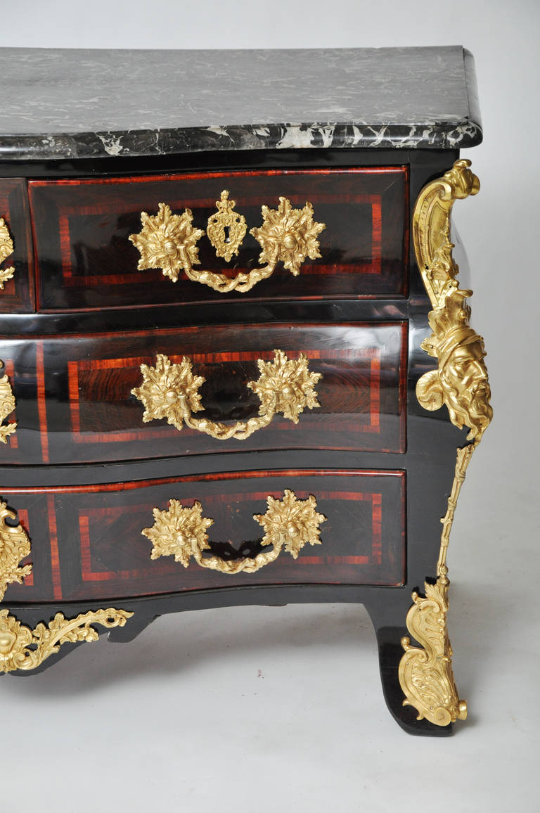 Regence Louis XV Parquetry Commode in Original Bronzes In Excellent Condition For Sale In Geneva, IL