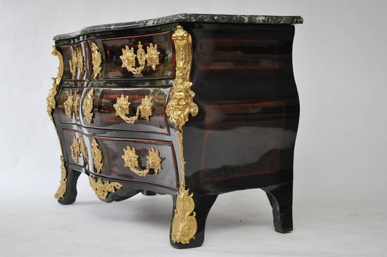 French Regence Louis XV Parquetry Commode in Original Bronzes For Sale