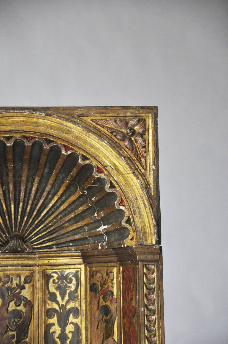 18th Century and Earlier 18th Century Italian Gilt and Polychrome Niche For Sale