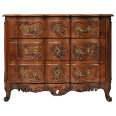 18th Century Walnut Commode Arbalète with Original Bronzes