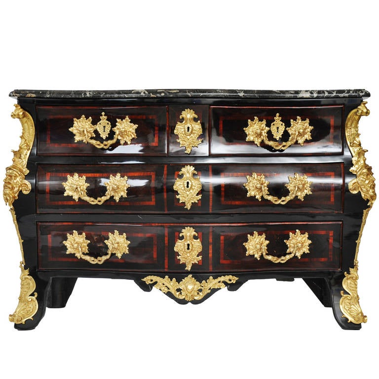 Regence Louis XV Parquetry Commode in Original Bronzes For Sale