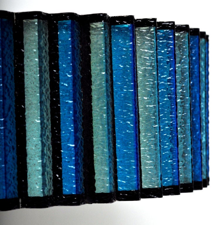 PAIR OF 1960S DARK AQUA - LIGHT AQUA AND BLACK HANGING LIGHTS