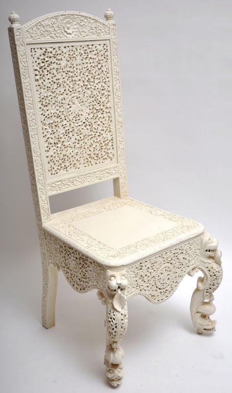 Painted Rosewood Chair With Animal Heads