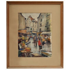 Original Water Color Of Paris Street Scene
