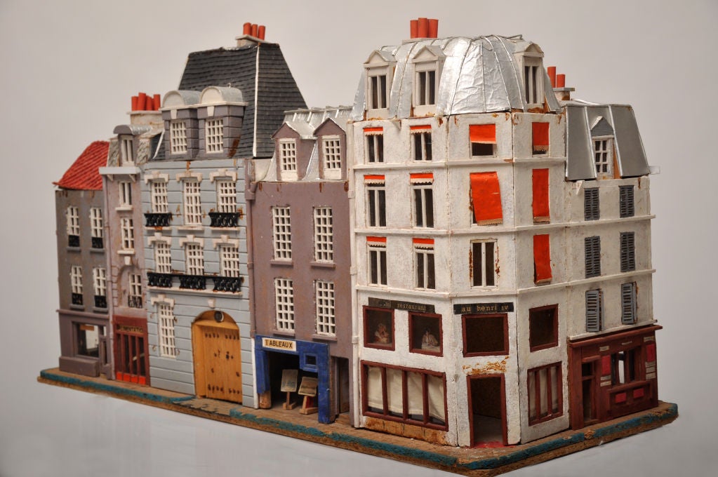 Mid-20th Century Miniature Paris Street Of Houses And Shops 3-D