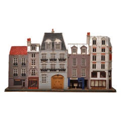 Vintage Miniature Paris Street Of Houses And Shops 3-D