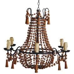 Italian Wood Beaded Chandelier