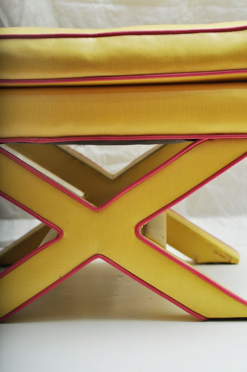 Late 20th Century Yellow And Pink X Based Bench