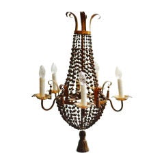 Vintage Italian Wood Beaded Classical Chandelier