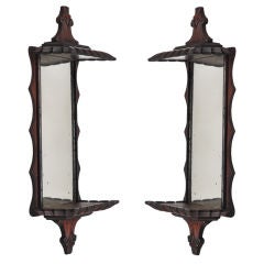 Pair Of Chinoiserie Style Mirrored Shelves