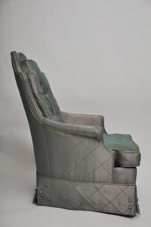 American Silk Taffeta Upholstered Chair For Sale