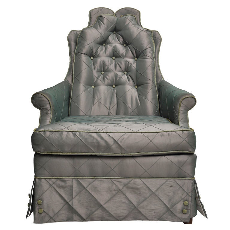 Silk Taffeta Upholstered Chair For Sale