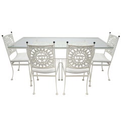 GLASS AND IRON DINING SET BY  Arthur Umanoff SUN FACE