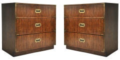 Pair Of Campaign Style Chests Of Drawers