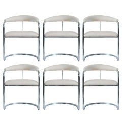 Set Of 6 Chrome Dining Chairs 1970