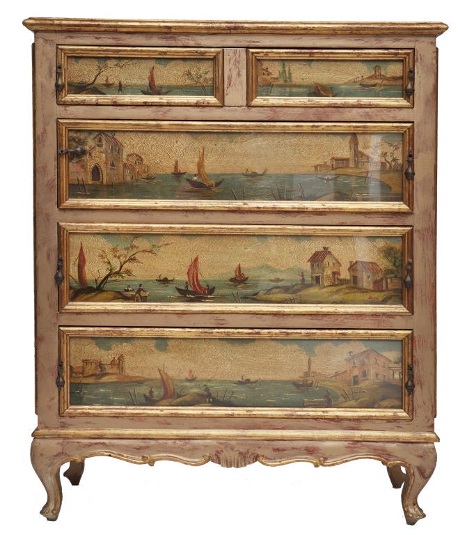 Italian Hand Painted Chest Of Drawers For Sale