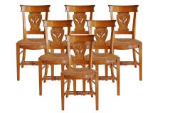 Set Of 6 French Chairs With Rush Seats