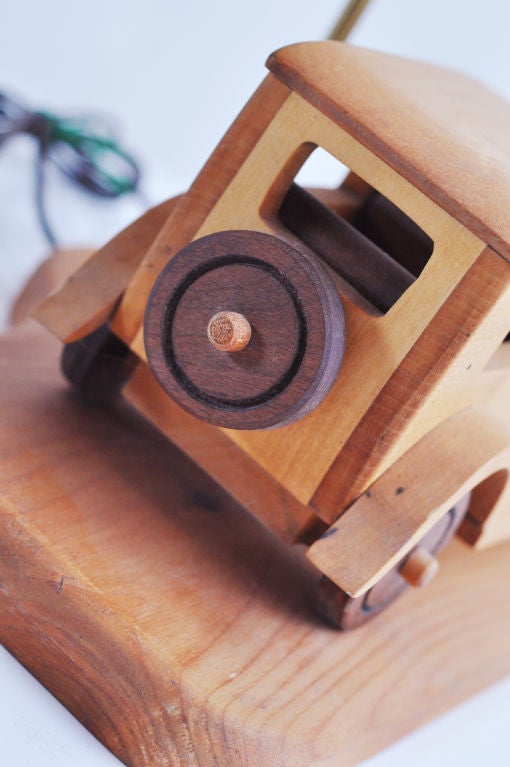 Mid-20th Century Wooden Car Lamp - Roadster
