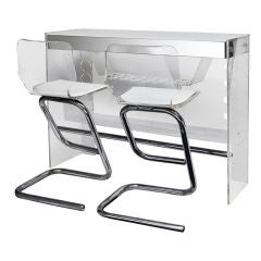 Gorgeous Lucite Bar With Two Stools