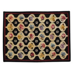 American Hooked Rug Flowers 4' X 3'