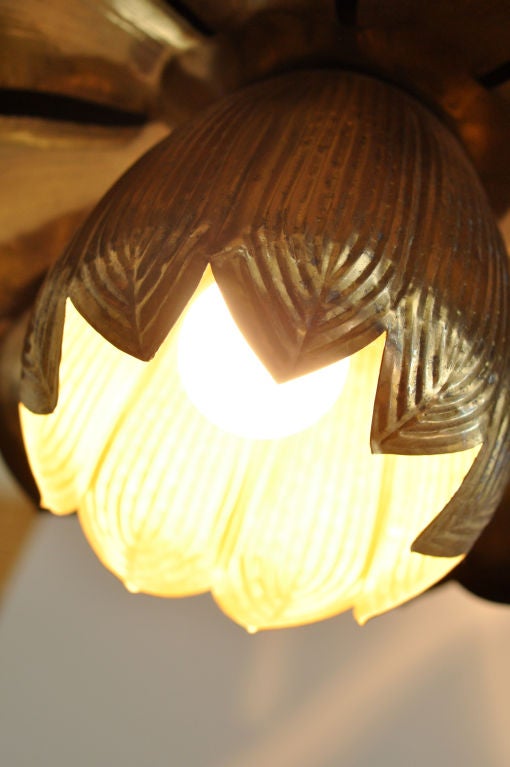 Brass Lotus Style Hanging Light 5