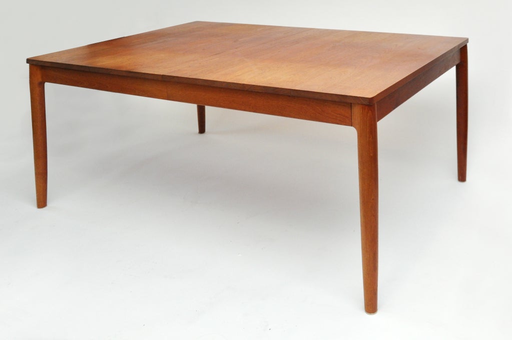 Custom made circa 1960s teak wood dining table with two (12