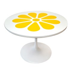 Yellow And White Saarinen Style Base Table