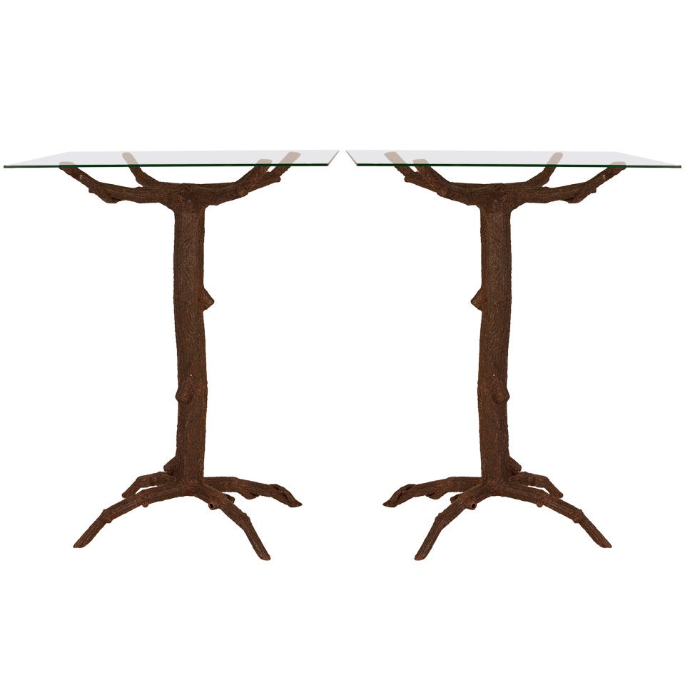 French Metal Faux Bois Table Bases at 1stDibs